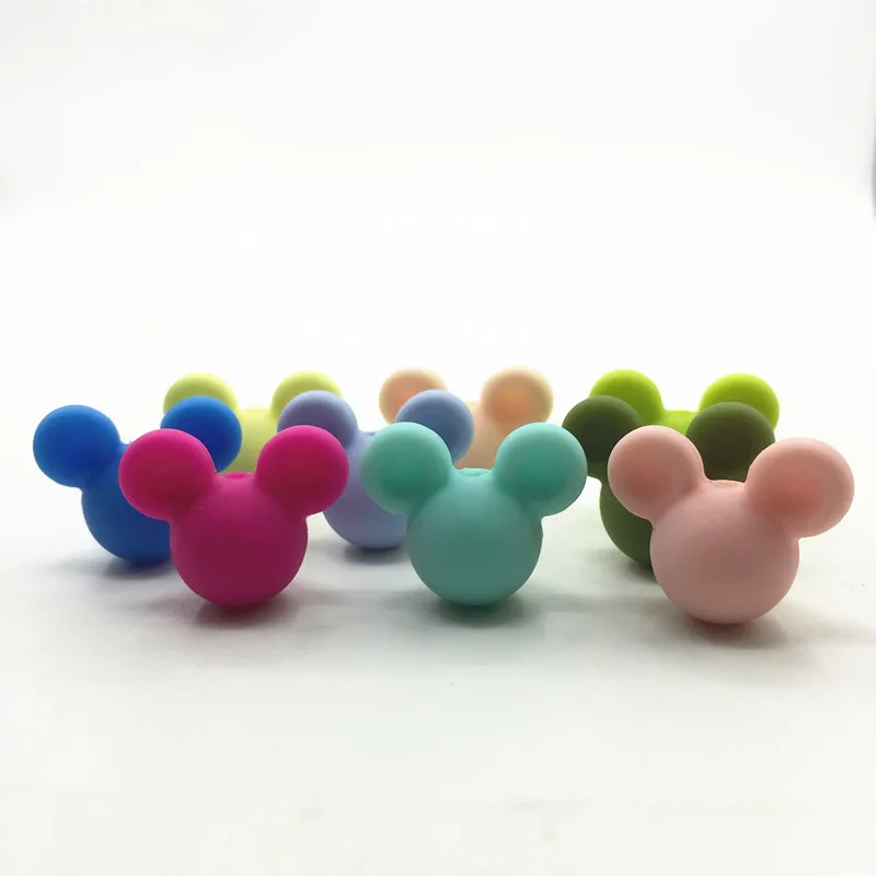 10pcs silicone mickey Beads Food Grade Baby Teethers Bead Round 14MM Cartoon Teething Silicone loose beads for baby chew