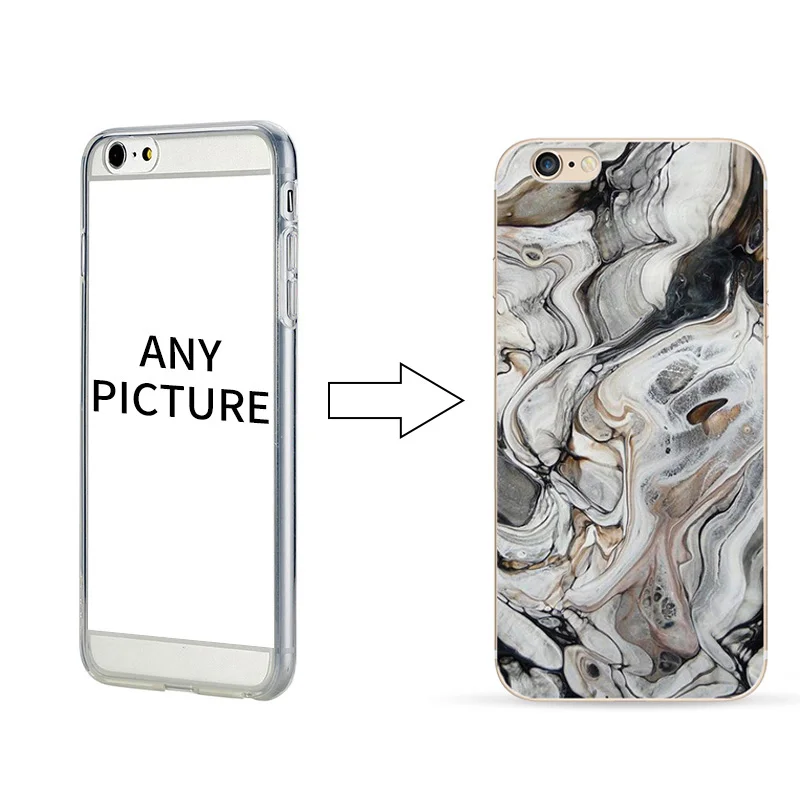 

60 pcs Wholesale Custom Design DIY Transparent TPU Case Cover For iPhone X 8 8 plus Customized Marble Pattern Case