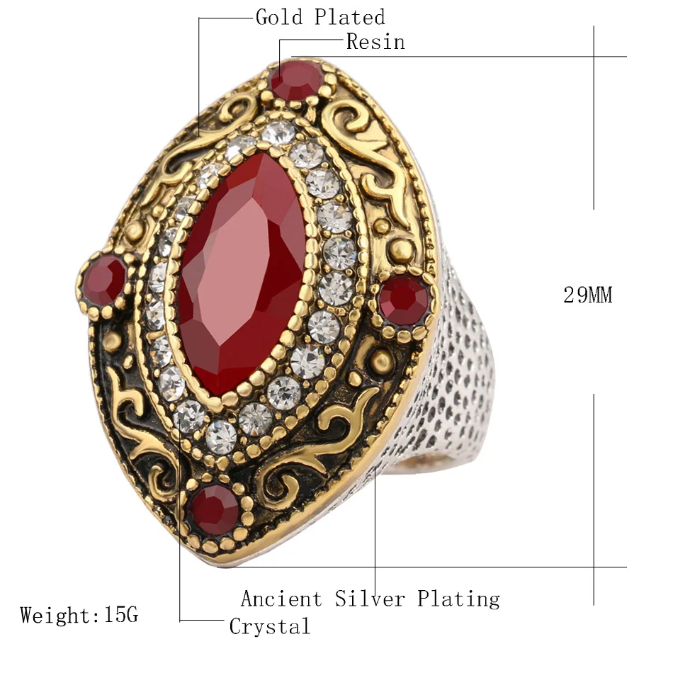 Hot 2020 Fashion Gold Color Vintage Rings For Women Jewelry Size 10 Mosaic AAA Resin Eye Accessories Wholesale