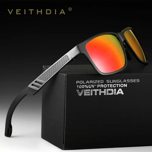 Imagen 1 del producto VEITHDIA-gafas de sol polarizadas para hombre, lentes de aluminio con espejo, UV400, deportivas, para pesca al aire libre, 6560