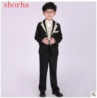 

Fashion black Boys 2 pcs/set Wedding Suits for Boy Formal Dress Suit Boys wedding suit Kid Tuxedos Page boy Outfits 2-15year