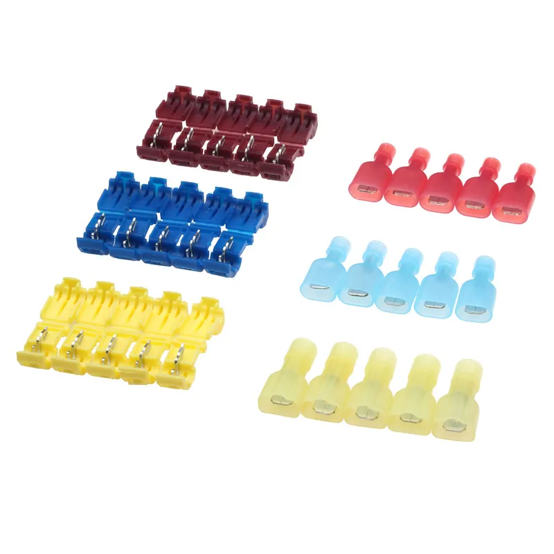 30Pcs Scotch Lock Quick Splice Terminals Combo T-Tap/Male Red Blue Yellow  Insulated Wire Connectors 22-10 AWG