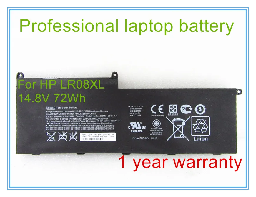 

14.8V 72wh Lr08xl Battery for 660002-271 15-3000 15-3100 15-3200 15-3300 15-3011tx Hstnn-ub3h Hstnn-db3h Tpn-i104 660152-001