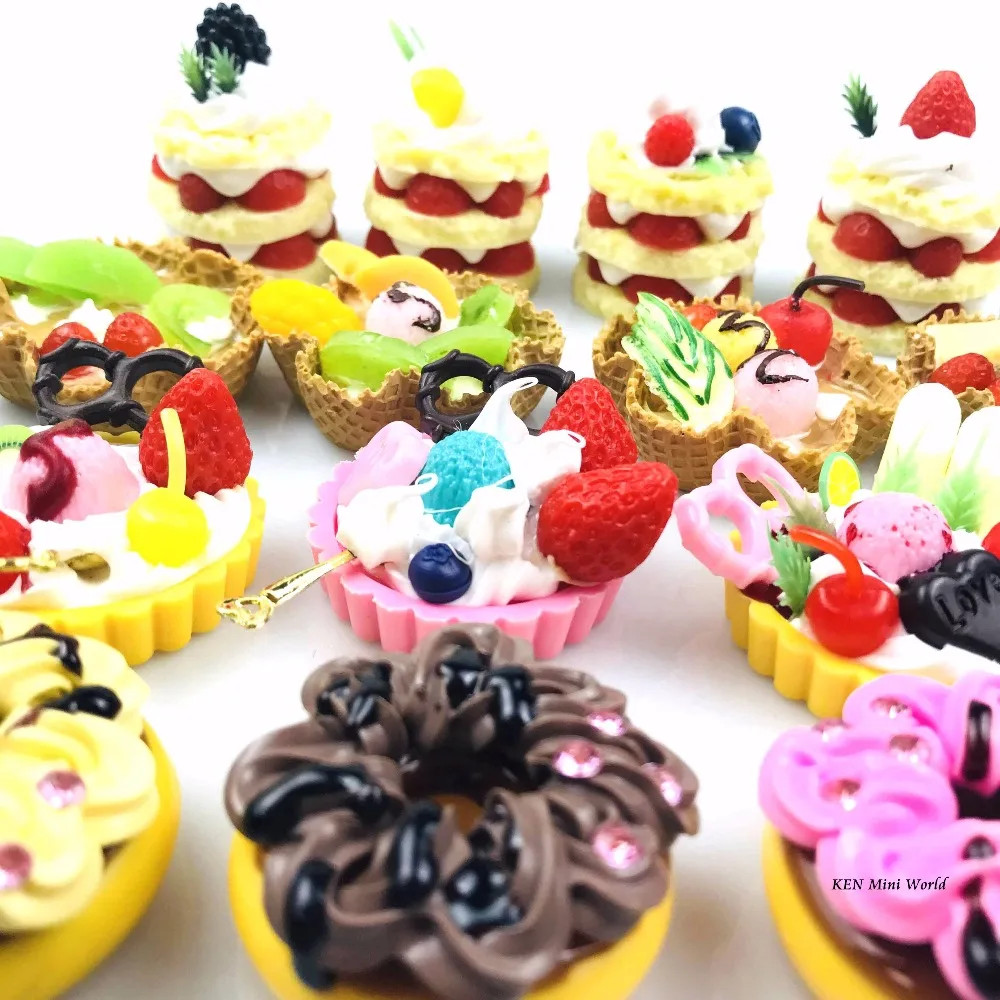 2PCS/Lot 1/6 Scale Miniature Dessert Cake Doughnut for Blyth Dollhouse Pretend Food Toys Accessories