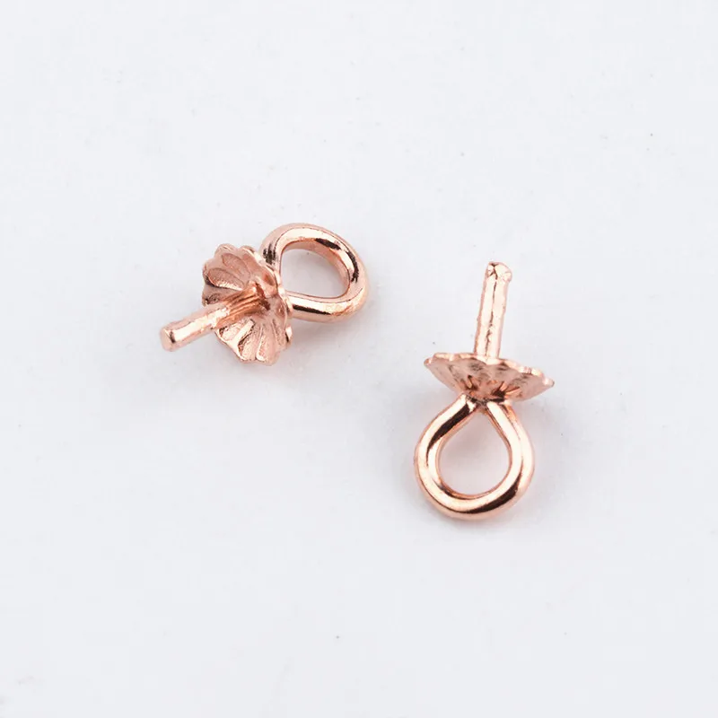 Real Pure Solid 925 Sterling Plain Silver Rose Gold Bead Cap Connectors for Pendants Cap Base Jewelry Findings Wholesale