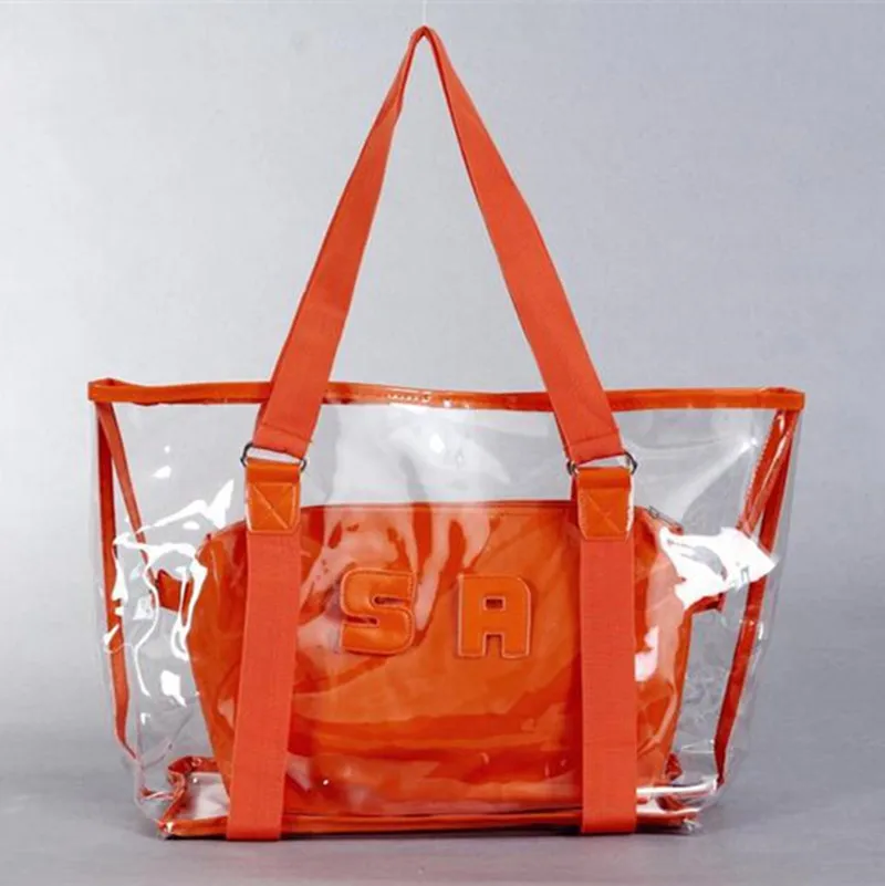 Candy color Transparent Bags Summer Package PVC clear Beach Bag Jelly Bag Crystal Shoulder Bag Women Handbag drop shipping