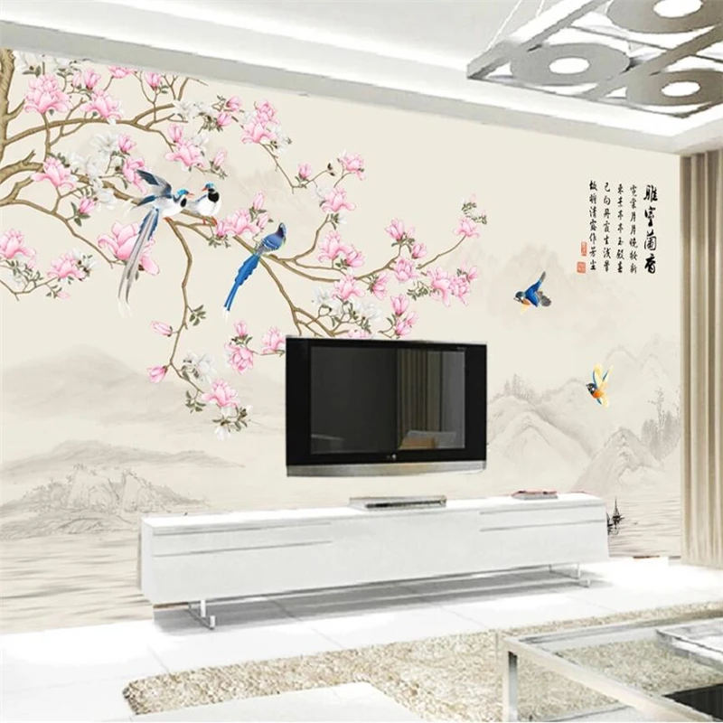 

Custom wallpaper 3d murals room orchid fragrant magnolia Chinese TV background wall living room bedroom restaurant 3d wallpaper