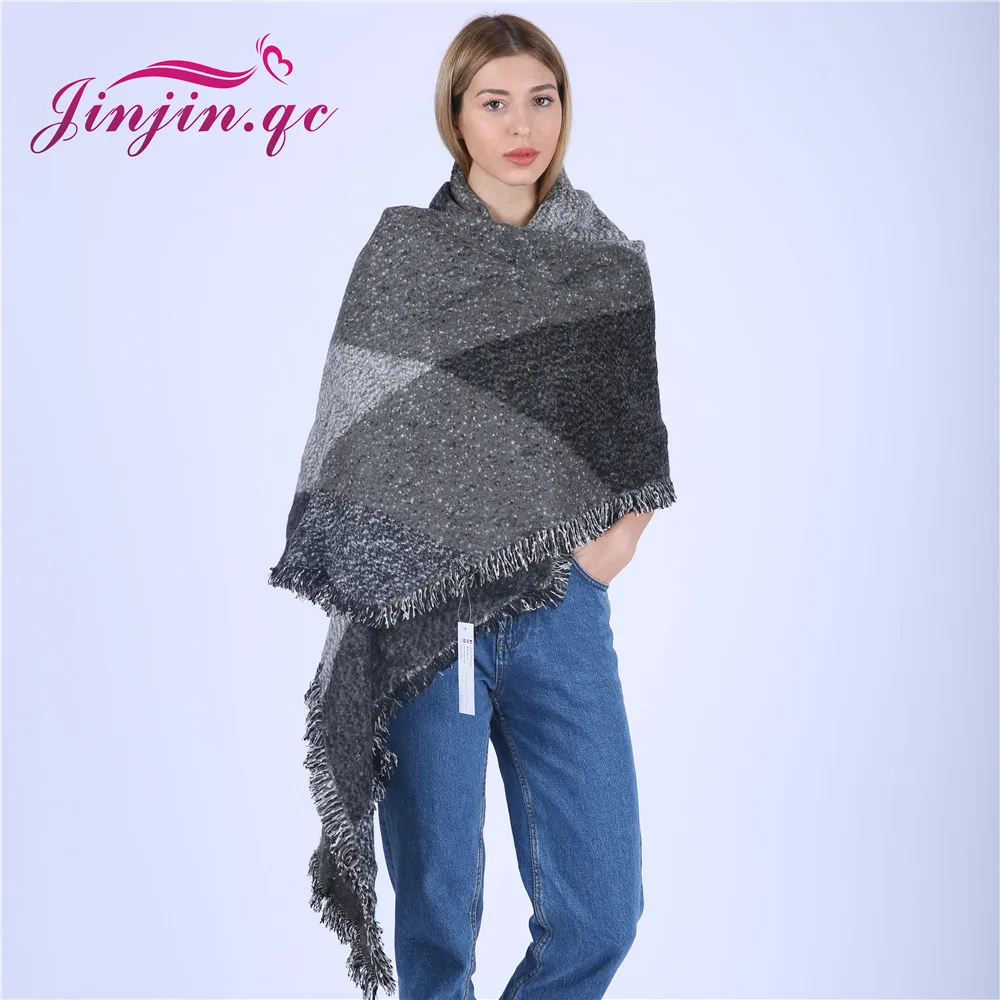 

Jinjin.QC 2019 Scarves for Women Shawls Winter Warm Scarf Luxury Brand Soft Fashion Wraps Wool Cashmere Islamic Patchwork Hijab
