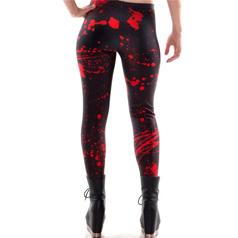 [ของฉัน Secret] แฟชั่นสีแดง Leggings ผู้หญิงคราบเลือด3D พิมพ์ดิจิตอลฟิตเนส Leggins กางเกงผู้หญิงดินสอสีดำ