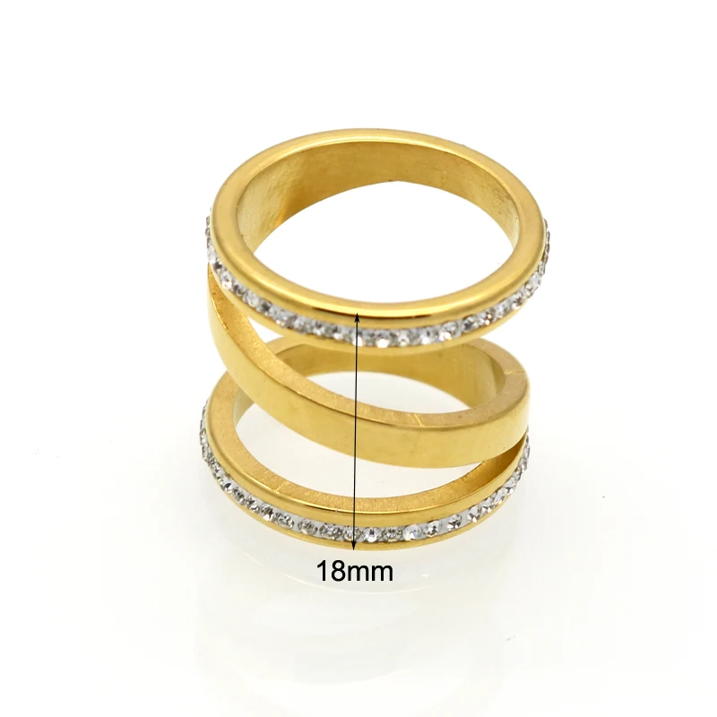 BORASI Gold Color Engagement Rings For Women Stainless Steel Wedding Jewelry Crystal Ring Stainless Steel Jewelry