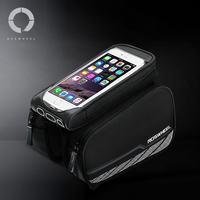 Roswheel 12813_A2 Water Resistant Cycling Bike Top Tube Bag Bicycle Front Frame Dual Panniers with Detachable Phone Bag