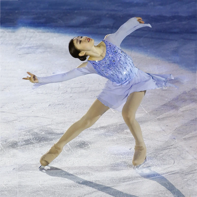 RUBU Women Traditional Figure Ice Skating Clothing Girls Figure Ice Dancing Graceful New Brand Ice Skating Dresses