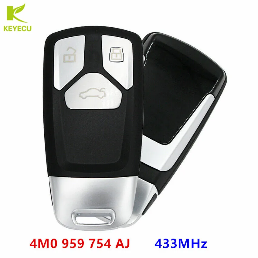 KEYECU Zamienny inteligentny pilot zdalnego sterowania 433 MHz MQB48 do Audi A3 R8 TT 2016 2017 2018 2019 4M0959754AJ 4M0 959 754 AJ