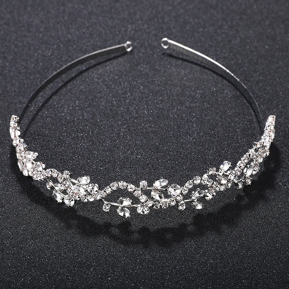 Miallo Wedding Tiaras Bridal Hairpins Rhinestone Girls Headband Silver Color Leaves Crystal Crowns Accessories Jewelry for Hair