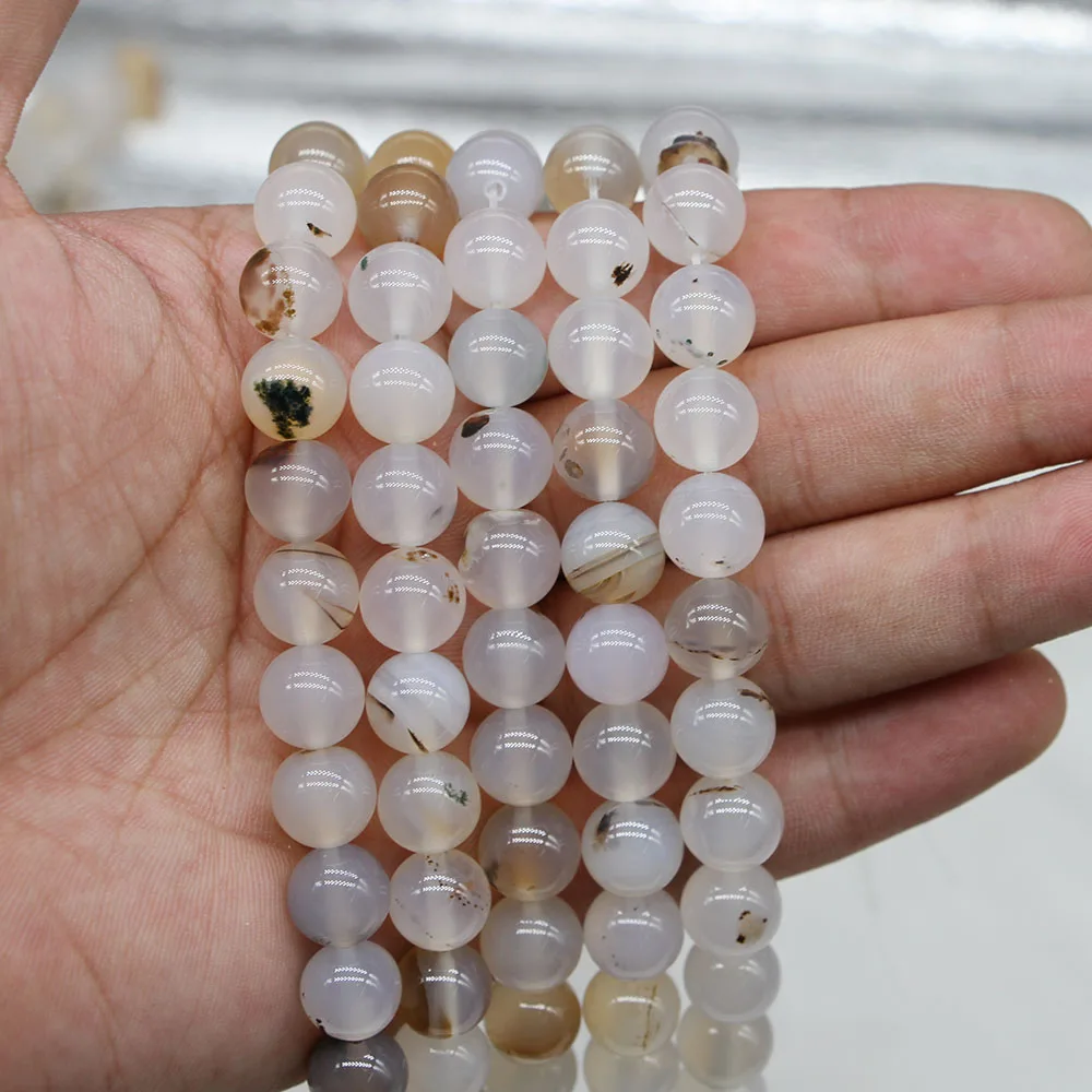 1 strand Natural White Black Flower Agat Stone Bead Round Loose Spacer Beads For Jewelry Making Findings DIY Bracelet Wholesale image 3