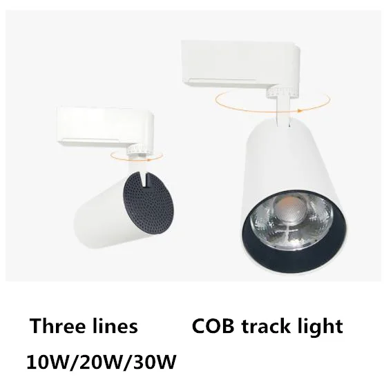 LED Track Light 10W20W30W COB Track Lamp Lights 3 lines Rail Spotlights Leds Tracking Fixture Spot Lighting Reflectors for store