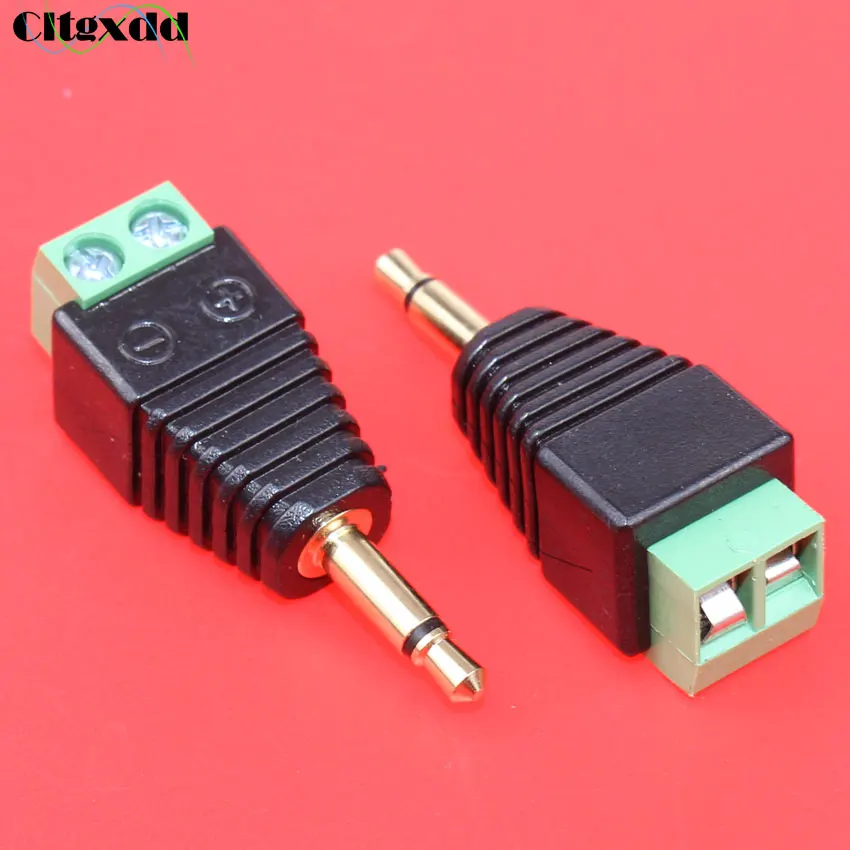 1 Piece Video AV Balun 3.5mm 2pole Mono male to AV Screw Terminal Mono jack 3.5 mm male 2 pin Terminal Block Plug connector