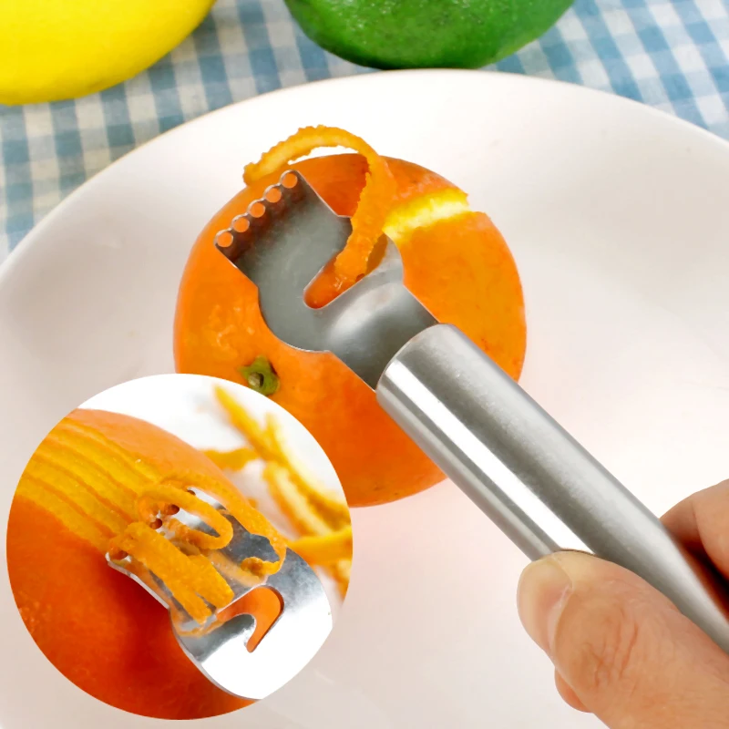 Stainless Steel Fruit Peelers Lemon Orange Zester Graters Vegetable Peeler Stainless Steel Grips Lime Zest Peeling Knife Tool