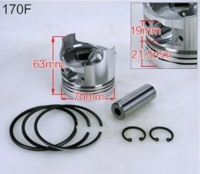 Free Shipping 170F Air Cooled diesel engine Piston  piston pin  piston ring  a snap ring suit for Chinese brand