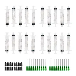 10ml Plastic Syringe With Luer Lock For Lab Or Industrial Use , 1inch 14G Blunt Tip Dispensing Needle , Non-sterile , 20sets