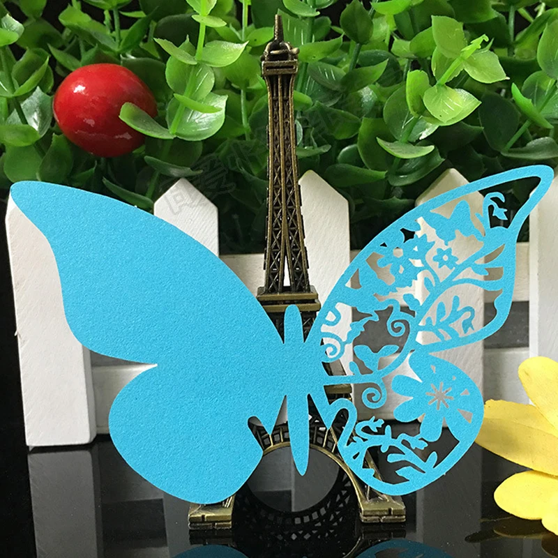 50pcs Laser Cut Butterfly Wine Glass Table Name Place Card Escort Cup Card Party Baby Shower Birthday Wedding Party Decoration