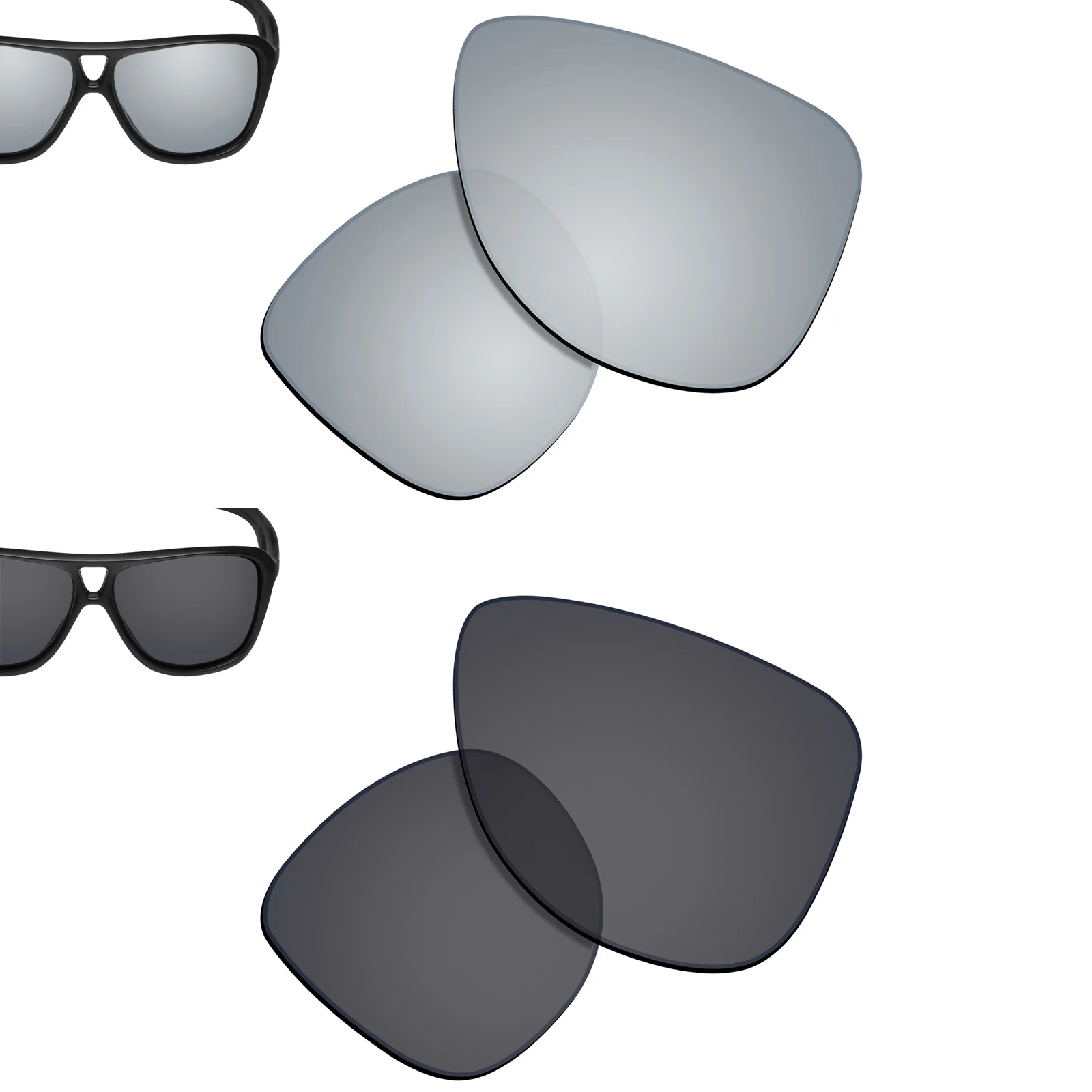 

SmartVLT 2 Pairs Polarized Sunglasses Replacement Lenses for Oakley Dispatch 2-Silver Titanium and Solid Black