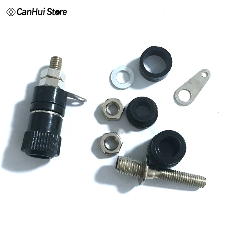 10ps 4mm Banana Socket Nickel Plated Binding Post Nut Banana Plug Jack Connector Red + Black  JS-910B Terminal JS919 Opening 8mm