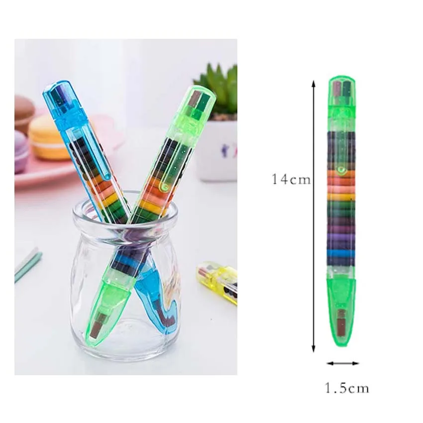 Crianças Multicolor Nontoxic Lavável Segurança Crayon Pen, Crianças Desenho, Brinquedo de impressão, 20 cores, 2pcs