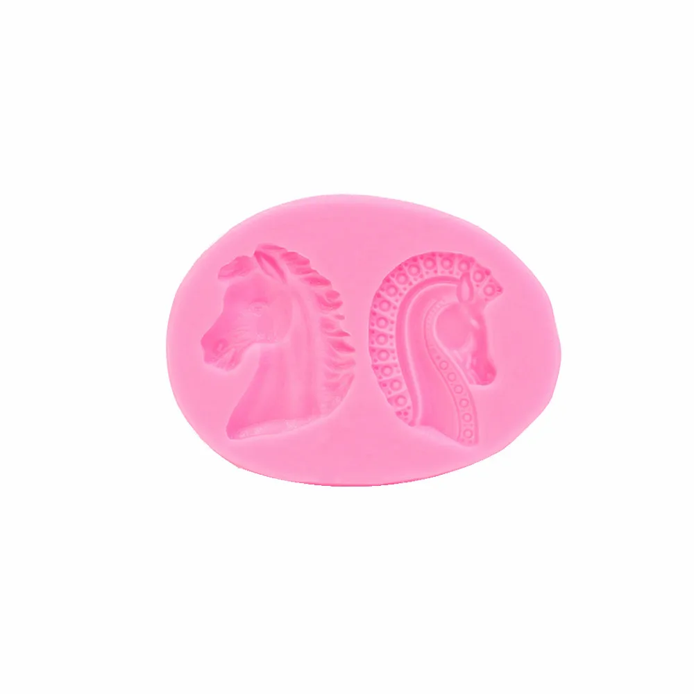 Double horse head sugar cakes soft silicone mold handmade chocolate craft mold cake dessert decoration mold DIY kitchen baking t