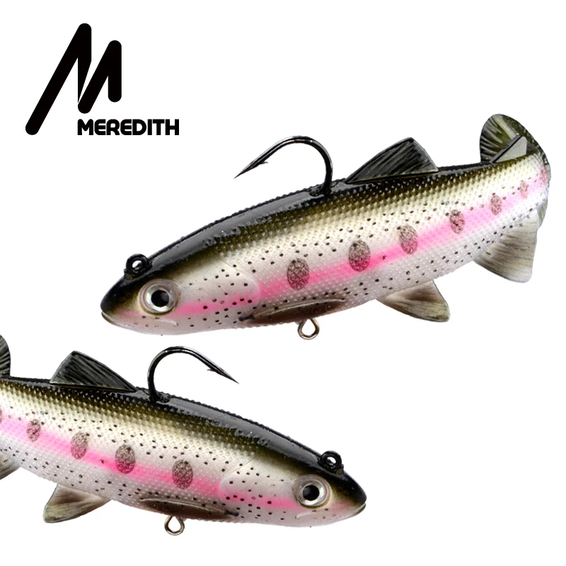 MEREDITH Trout 12cm 15cm Head PVC Fishing Lures Swimming Artificial Baits T Tail Silicone Soft Lures Swimbait Wobblers