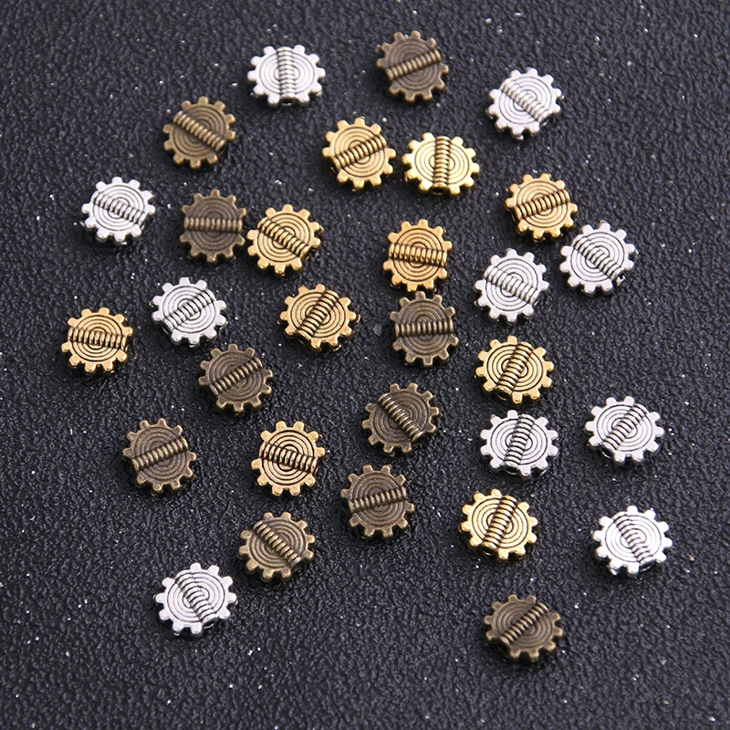 44pcs 8*10mm Three Color Steampunk Gear Bead Spacer Bead Charms For Diy Beaded Bracelets Jewelry Handmade Making