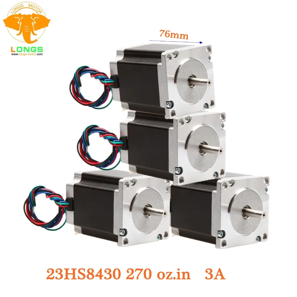 

CNC Stepper Motor 4pcs Nema 23 270 oz.in=1.9NM single shaft 3A 23HS8430 CNC Kit LONGS MOTOR