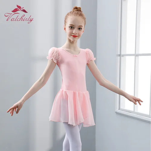 Imagen 2 del producto Leotardos de baile de Ballet rosa para niñas, vestido tutú de bailarina, traje de gimnasia elegante para niños de varios colores