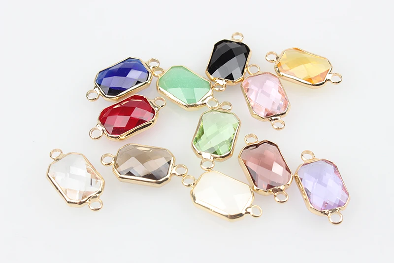 12pcs/lot Rectangle Crystal Double Hole Charms Connector Pendant Beads 22*11MM For Glass Living DIY Accessories image 2