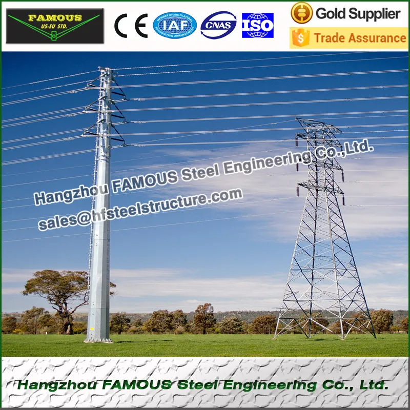 Hot galvanized steel tubular lattice tower for electrical power telecommunication antenna distribution