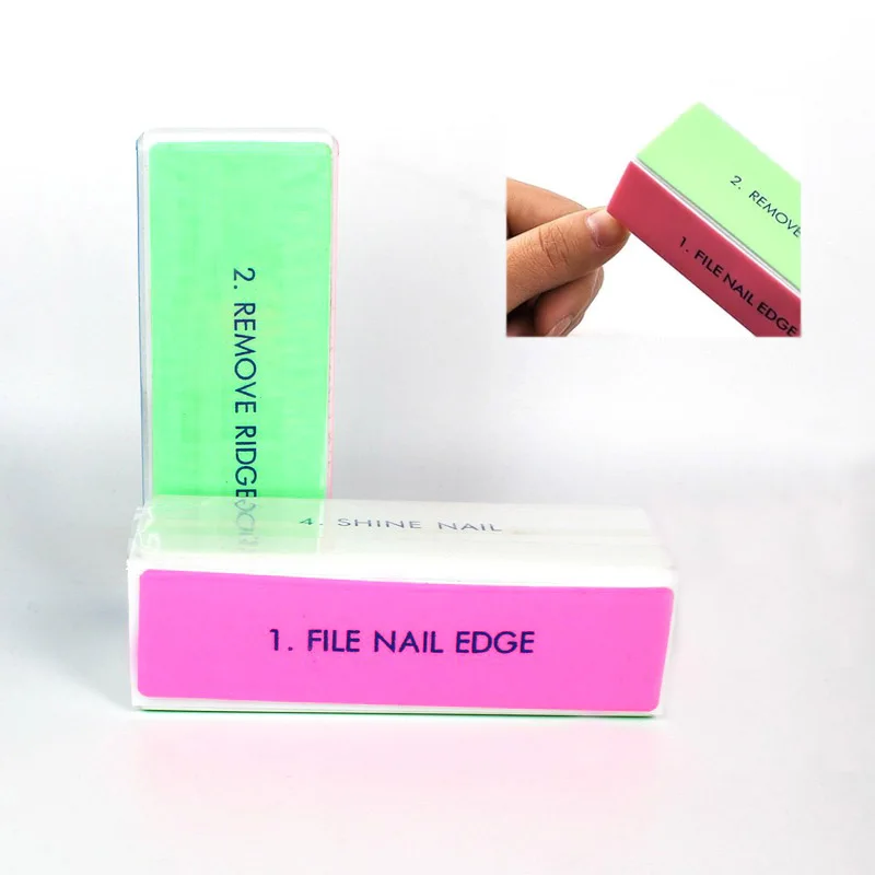 Nail File Buffer 4 Sides  2pcs Nail Art Files Buffer Square 9cmx3cmx2.5cm Polishing Block Manicure Nail Art Tool High Quality