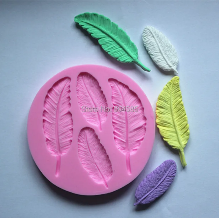 feather collection fondant cake molds soap chocolate mould for the kitchen baking  FM177