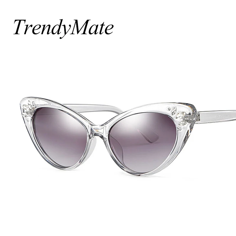 Cat Eye Style Clear Frame Sunglasses Women Purple Red Pink Summer Accessories for Beach Fashion Female Sun Glasses UV400 5344 M
