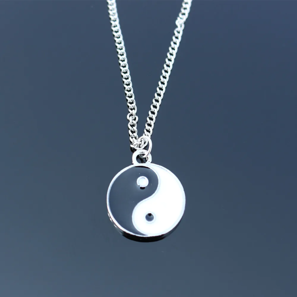 NK2036 New Fashion Resin Black White Tai Chi Bagua Pendant Necklace for Women Statement Chain Neck Jewelry Gift Bijoux