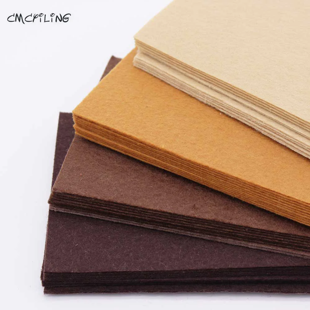 Brown Chocolate Felt Craft 1mm Felt Polyester Fabrics Sheet For Diy Decoration Sewing Fieltro Feltro textiles Entretela A6