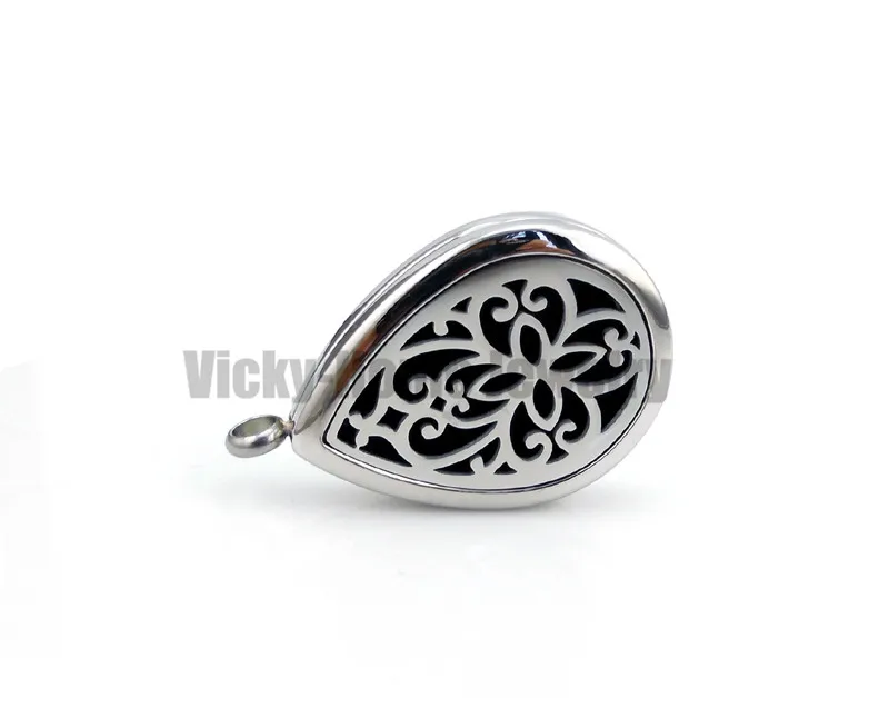 Flower Design Aromatherapy Essential Oils Diffuser Locket Necklace in 316L Stainless Steel