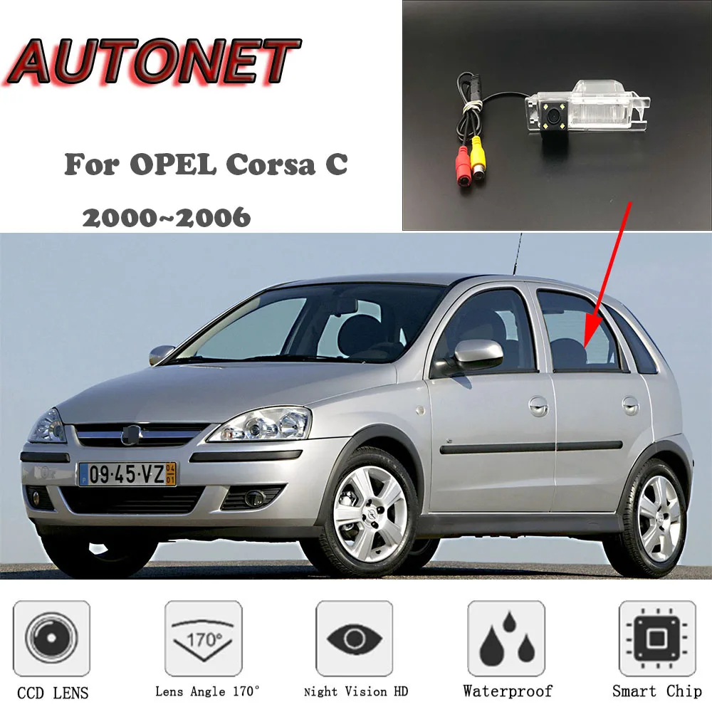 

Камера заднего вида AUTONET HD с ночным видением, для OPEL Corsa C 2000 ~ 2006 CCD / RCA Standard/парковочная камера