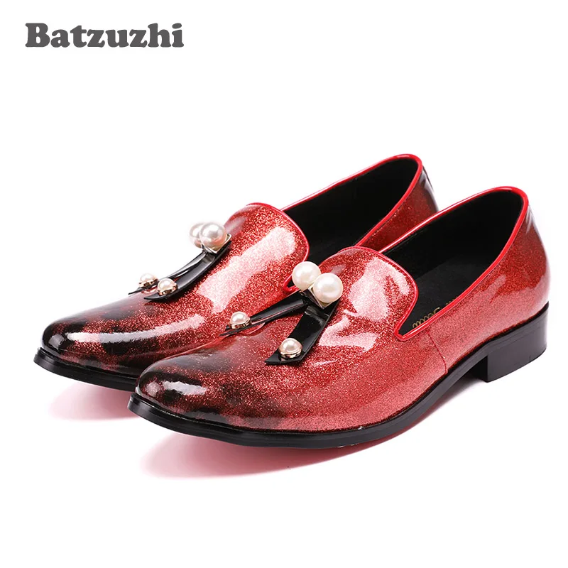 

Batzuzhi Luxury Fashion Shoes Men Light Red Leather Mens Loafers with Tassel Wedding and Party Casual Shoes Men Zapatos Hombre