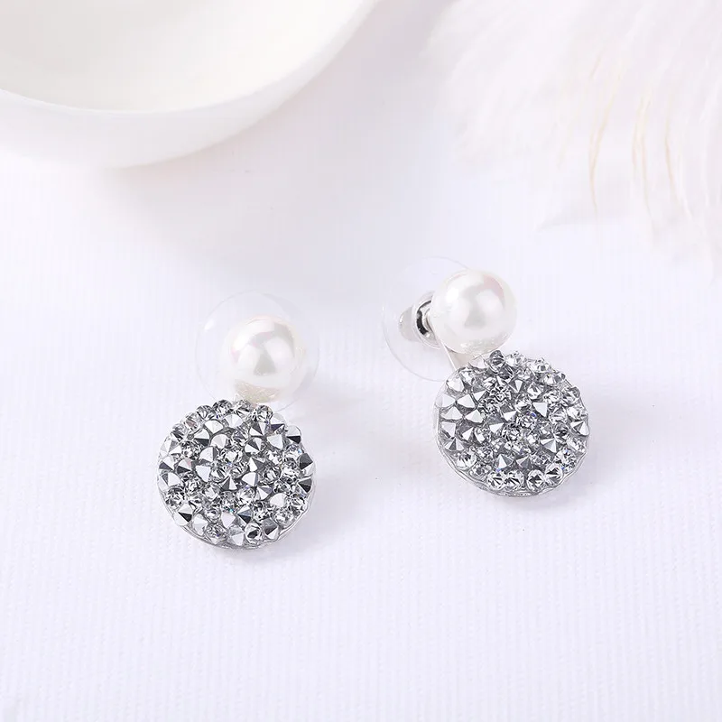 Ms Betti New Unique Design Crystal Pearl Double Sided Earring Drusy For Women Crystals From Austria Wedding Jewelry Mother's Day