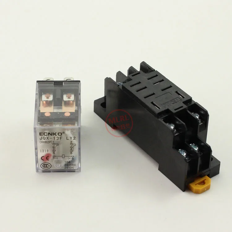 1Pcs 12V 24V DC 110V 220V AC Coil Power Relay LY2NJ DPDT 8 Pin HH62P JQX-13F With Socket Base OK