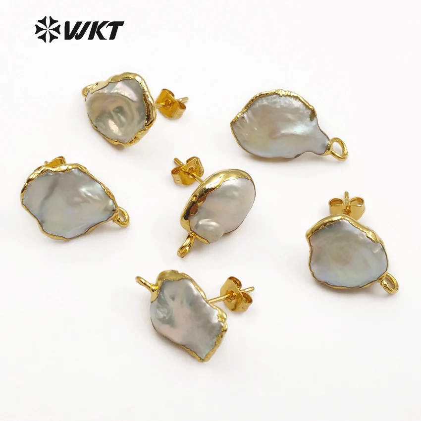 

WKT WT-JF329 Best selling natural pearl studs can be DIY add jewelry design earrings connector random size earrings accessories