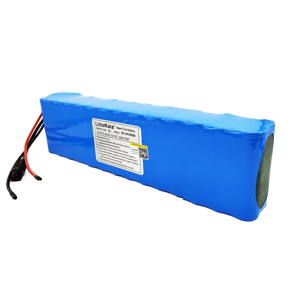 Liitokala DC 24V 10ah 7S4P baterie 15A BMS 250W 29.4 V 10000 mAh akumulator do silnika zestaw krzeseł zasilanie elektryczne + ładowarka 29.4 V 2A