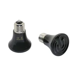 Pet Heating Light E27 25W~100W Small Conical Ceramic Emitter Heat Bulb Black For Reptile Pet Brooder Lamp 1Pc