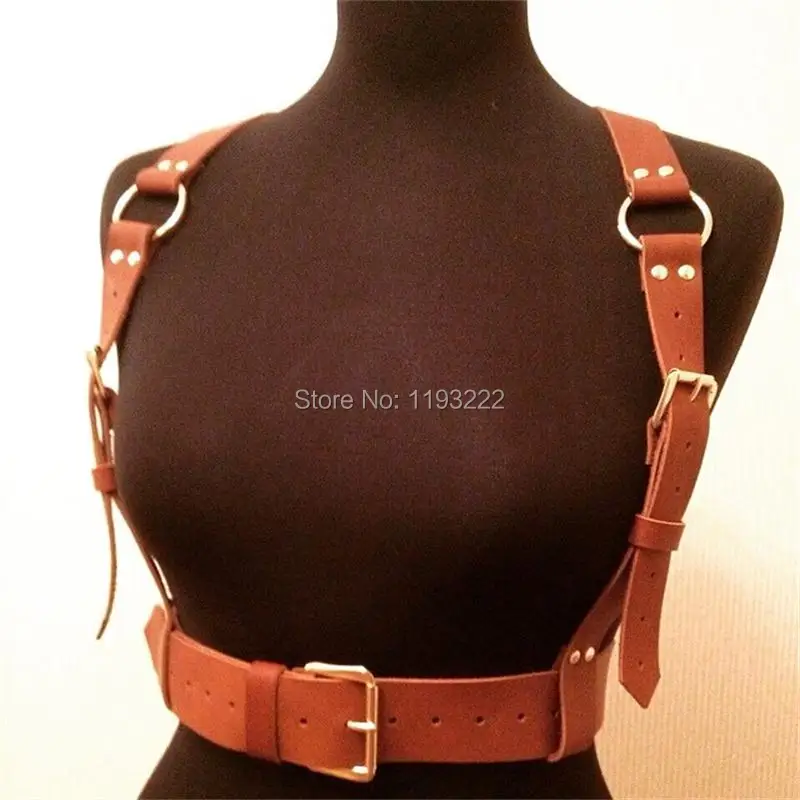 Street Style Harajuku Handmade Fashion Real Leather Women Harness Craft 3.8cm Wide Belt Body Waist Belt Straps