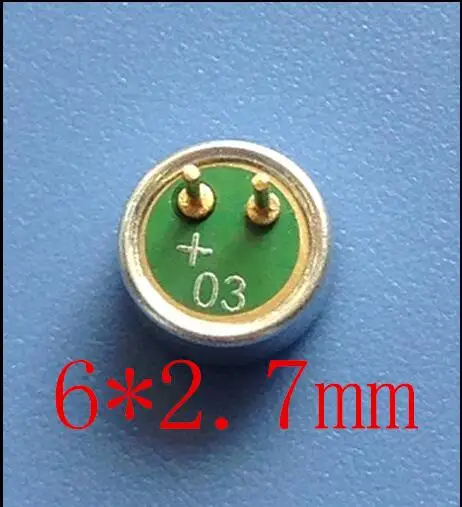 

6027 6*2.7mm capacitive electret microphone mike Gold plated leg